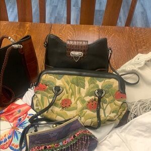 Brighton Green and Red Shoulder Bag with Floral Design